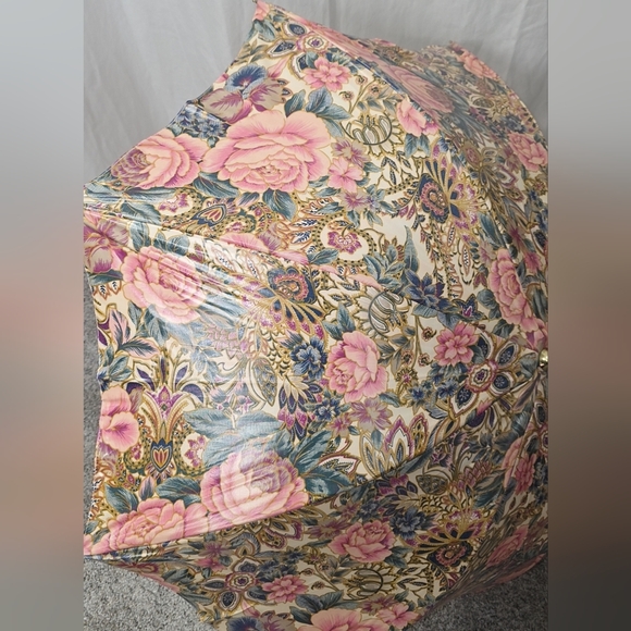 NOS Vintage Victoria's Secret Floral Roses Bamboo Handle Parasol Umbrella Lolita - Picture 10 of 12